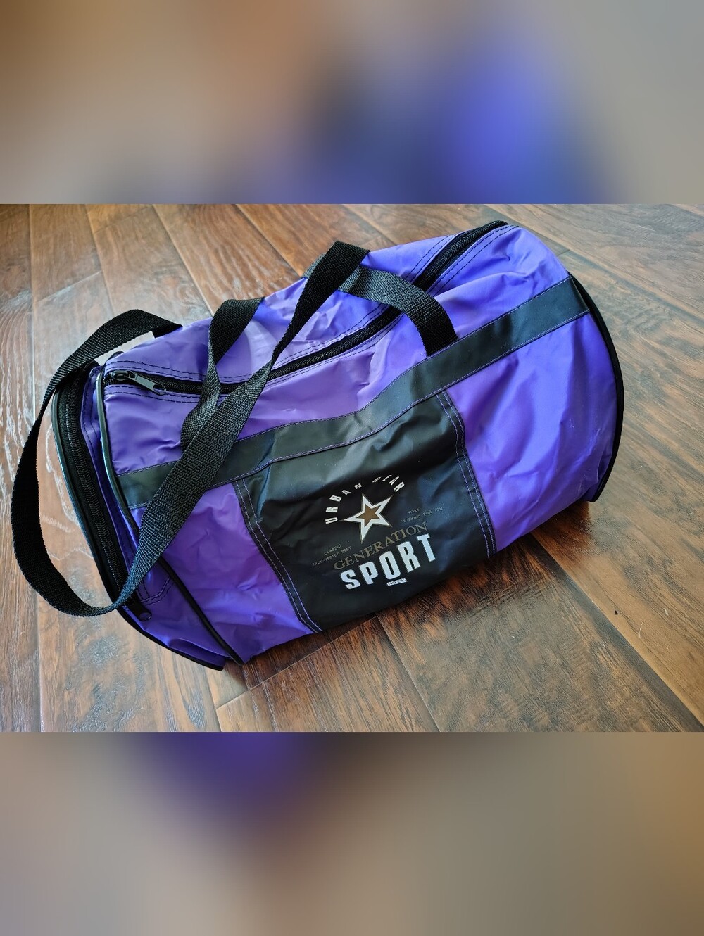 Vintage 90s Urban Gear purple and black athletic duffel bag